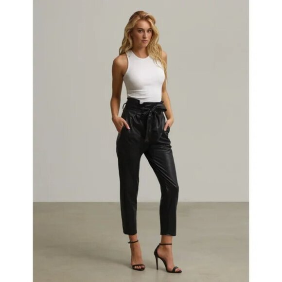 Commando | Faux Leather Paperbag Pants In Black - Picture 10 of 10